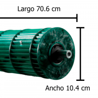 Turbina Evaporador Para Minisplit Mirage, Largo 70.6 cm Ancho 10.4 cm, Opresor Externo