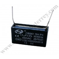 Capacitor Cluxer 1.5Mf 450 Vac Soldable Para Motor Electronica - Cxcvs15450