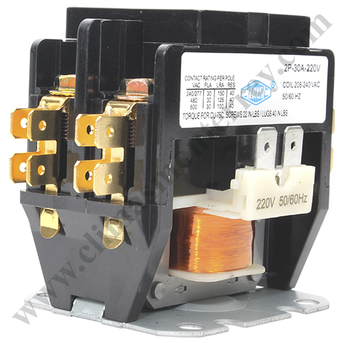 Contactor 2 Polos, 30 Amps, Bobina 208-204VAC, 50/60Hz, Cluxer - CXC2P30A220