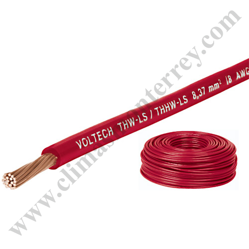 Caja con 100 m de cable THHW-LS 14 AWG rojo, Volteck - CAB-14R / 46061