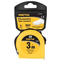 Flexómetro, amarillo, 3m,cinta 13mm, Pretul,tarjeta plástica - PRO-3MEB / 21605