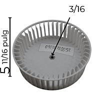Turbina Derecha para Campana Largo 5 11/16 Ancho 13/16 Flecha 3/16 CW Derecha Modelo MCV60US/MCV90US - 09020700052 Turbina Derecha para Campana Largo 5 11/16 Ancho 13/16 Flecha 3/16 CW Derecha Modelo MCV60US/MCV90US - 09020700052