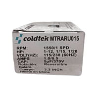 Motor para Unidad Condensadora y Difusores 3 en 1 - MTRARU015 1/12,1/15 y 1/20 HP Voltaje 115/230 Amperes 1.1/0.6 Hz 60 capacitor 7UF/370V RPM 1550 Reversible - MTRARU015 Motor para Unidad Condensadora y Difusores 3 en 1 - MTRARU015 1/12,1/15 y 1/20 HP Voltaje 115/230 Amperes 1.1/0.6 Hz 60 capacitor 7UF/370V RPM 1550 Reversible - MTRARU015