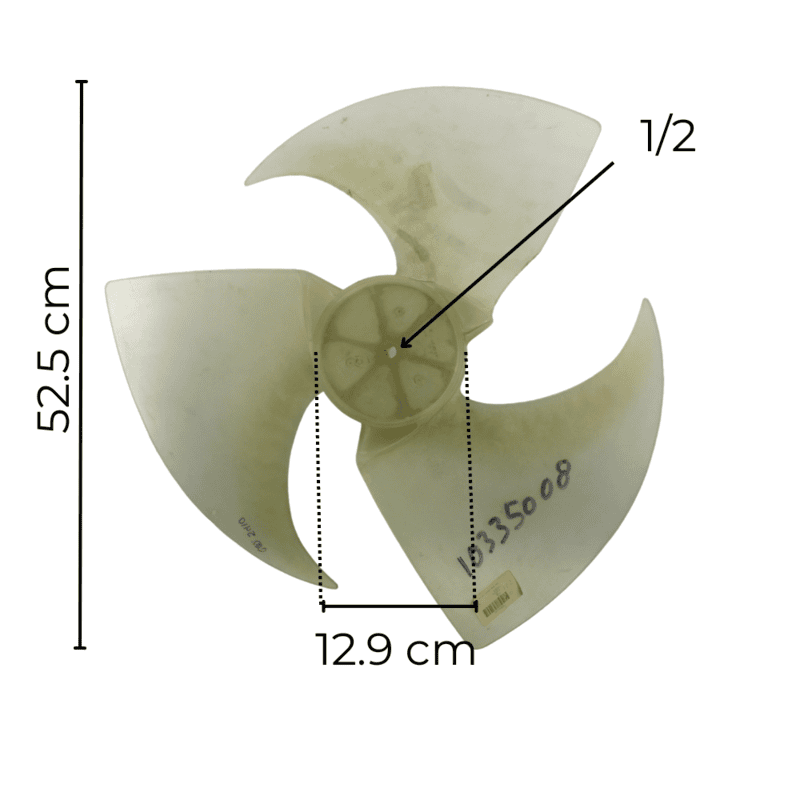 Aspa Para Minisplit, Condensador, Diámetro Exterior 52.5 Cm, Ancho 12.9 Cm, Flecha 1/2, derecha 3 Hojas - 10335008 Aspa Para Minisplit, Condensador, Diámetro Exterior 52.5 Cm, Ancho 12.9 Cm, Flecha 1/2, derecha 3 Hojas - 10335008