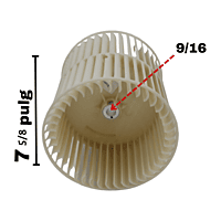 Turbina Evaporador Largo 8 Ancho 7 5/8 Flecha 9/16 - 10424100001 Turbina Evaporador Largo 8 Ancho 7 5/8 Flecha 9/16 - 10424100001