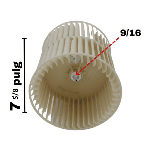 Turbina Evaporador Largo 8 Ancho 7 5/8 Flecha 9/16 - 10424100001 Turbina Evaporador Largo 8 Ancho 7 5/8 Flecha 9/16 - 10424100001