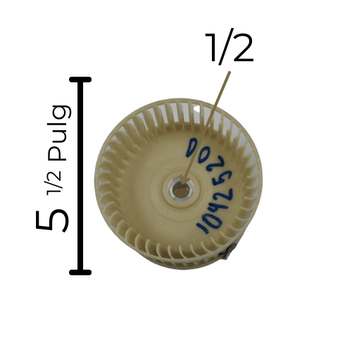 Turbina Evaporador Largo 4 3/16 Ancho 5 1/2 Flecha 9/16 CCW izquierda - 10425200 Turbina Evaporador Largo 4 3/16 Ancho 5 1/2 Flecha 9/16 CCW izquierda - 10425200
