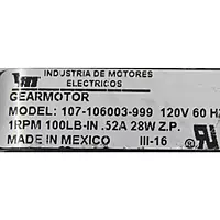 Motorreductor Mcmillan, 120V, 1 Rpm, 100 Lb-In - 107-106003-999 Motorreductor Mcmillan, 120V, 1 Rpm, 100 Lb-In - 107-106003-999