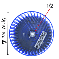 Turbina Evaporadora Largo 7 7/8 Ancho 7 3/4 1/2- 12100103000586 Turbina Evaporadora Largo 7 7/8 Ancho 7 3/4 1/2- 12100103000586
