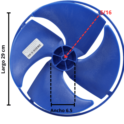 Aspa Condensador Para Minisplit Mirage Largo 28.9 Ancho Aro 6.1cm Flecha 5/16 Rotacion CW -12100105000021 Aspa Condensador Para Minisplit Mirage Largo 28.9 Ancho Aro 6.1cm Flecha 5/16 Rotacion CW -12100105000021