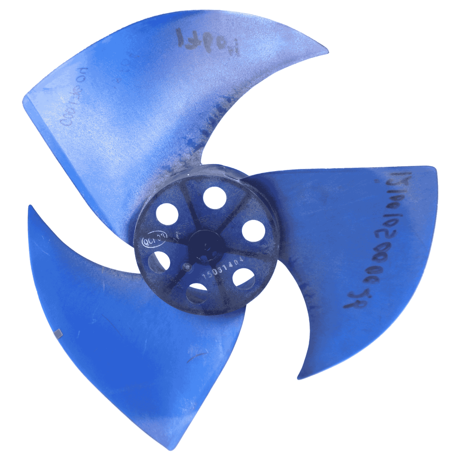 Aspa Condensador para Minisplit Mirage 1.5 Ton Largo 43.5cm Ancho 13cm Flecha 3/8 CCW izquierda 3 Hojas - 12100105000026