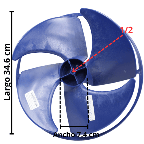 Aspa Ventana Condensador para Minisplit Mirage Largo 34.6cm Ancho Aro 7.4cm Flecha 5/16 CW Derecha 4 Hojas - 12100105000036 Aspa Ventana Condensador para Minisplit Mirage Largo 34.6cm Ancho Aro 7.4cm Flecha 5/16 CW Derecha 4 Hojas - 12100105000036