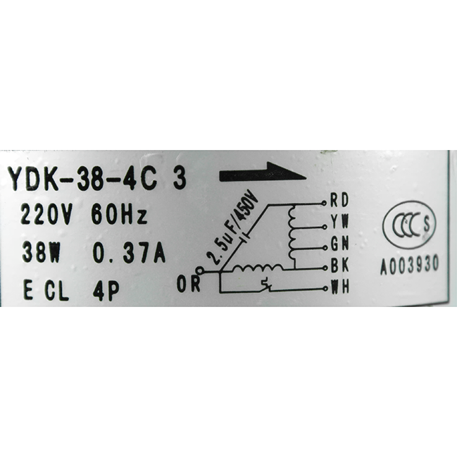 Motor Evaporador Para Minisplit 2T, 220V, 38W, 4P, 0.37A,60Hz, Cap 2 ...