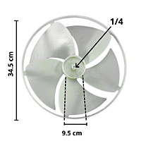 Aspa para Equipo de Ventana, Diámetro Exterior 34.5 cm, Altura 9.5 cm, Flecha 1/4, Izquierda, 5 hojas 835 aspa compatible - 5900A10009E Aspa para Equipo de Ventana, Diámetro Exterior 34.5 cm, Altura 9.5 cm, Flecha 1/4, Izquierda, 5 hojas 835 aspa compatible - 5900A10009E
