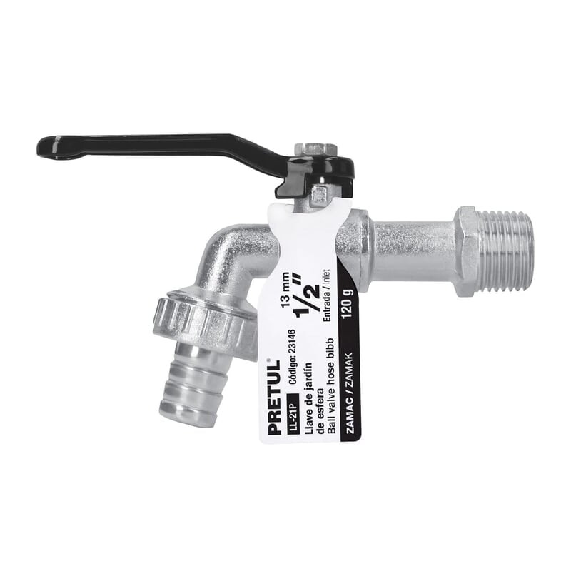 Llave de esfera, 1/2' de zinc, Pretul - LL-21P / 23146 Llave de esfera, 1/2' de zinc, Pretul - LL-21P / 23146