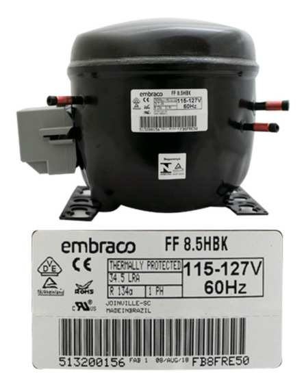 Compresor Hermetico Embraco 1/8 Hp R134A Lbp 115/1 - Emi40Hnr