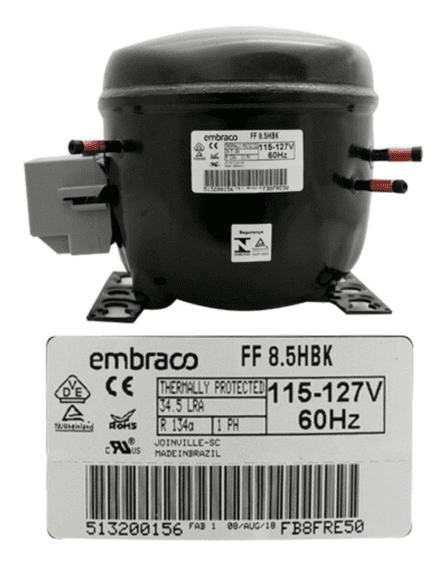 Compresor Hermetico Embraco 1/8 Hp R134A Lbp 115/1 - Emi40Hnr Compresor Hermetico Embraco 1/8 Hp R134A Lbp 115/1 - Emi40Hnr