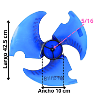 Aspa Condensador Largo 43cm Ancho 10cm Flecha 5/16 Hojas 3 - 811145916