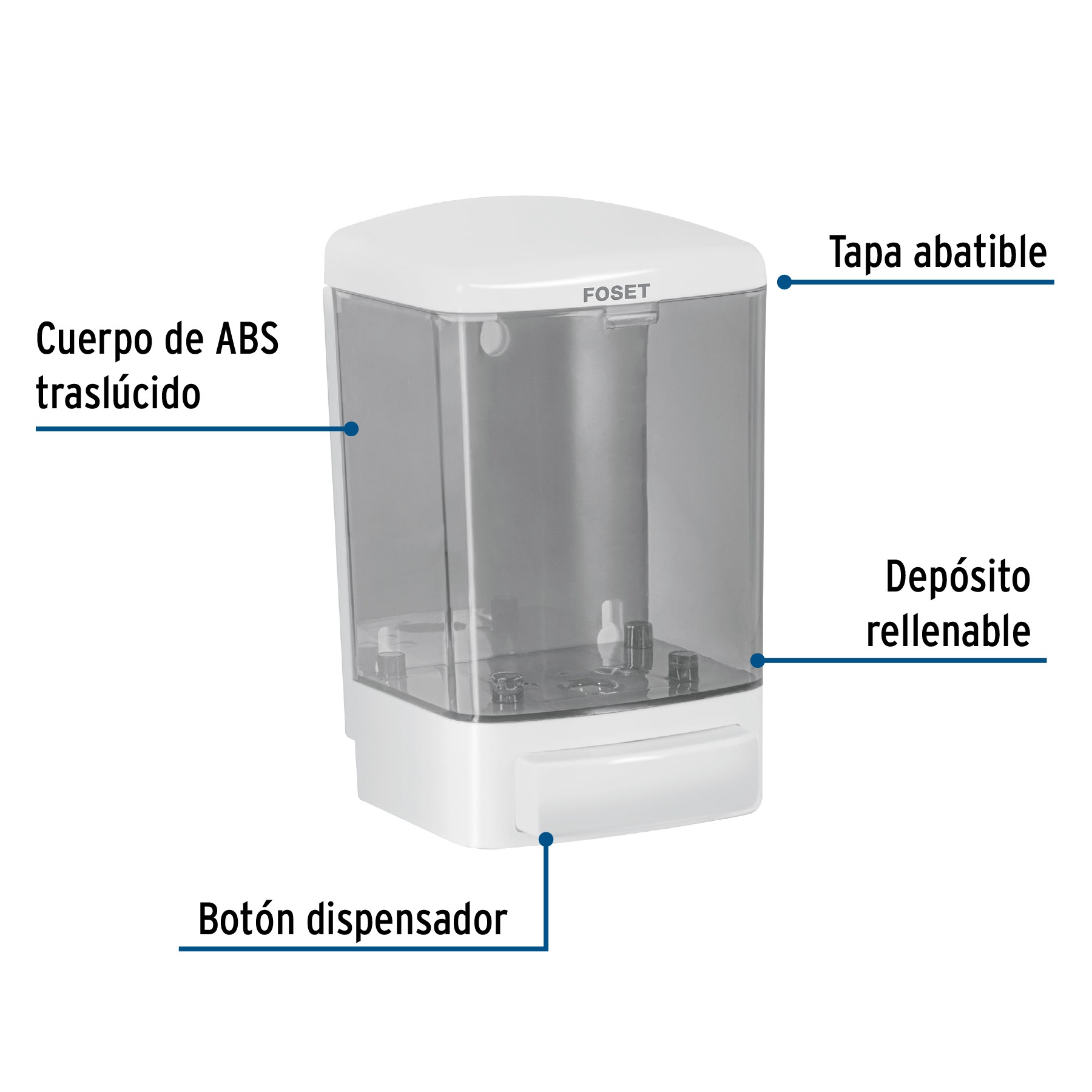 Dosificador para jabón líquido, blanco, Foset Basic - ABP-11B / 45742