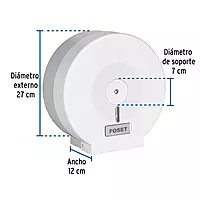 Portarollo junior de ABS, blanco, Foset Basic - ABP-21B / 45738