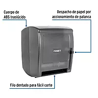 Dispensador de ABS para toalla de papel en rollo,humo, FOSET - ABP-40H / 49274 Dispensador de ABS para toalla de papel en rollo,humo, FOSET - ABP-40H / 49274
