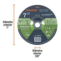 Disco para corte de piedra, tipo 42, diámetro 7' - ABT-418 / 11566