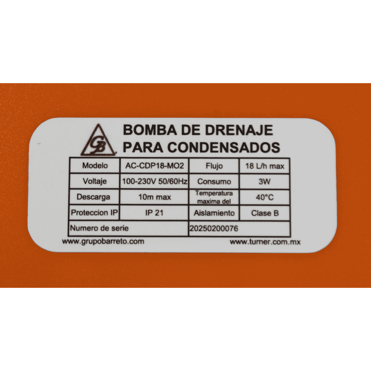 Bomba de Absorcion de Condensados Naranja V Dual - AC-CDP18-M02 Bomba de Absorcion de Condensados Naranja V Dual - AC-CDP18-M02