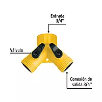Conector 'Y' plástico, entrada 3/4', Pretul - AD-2P / 20050
