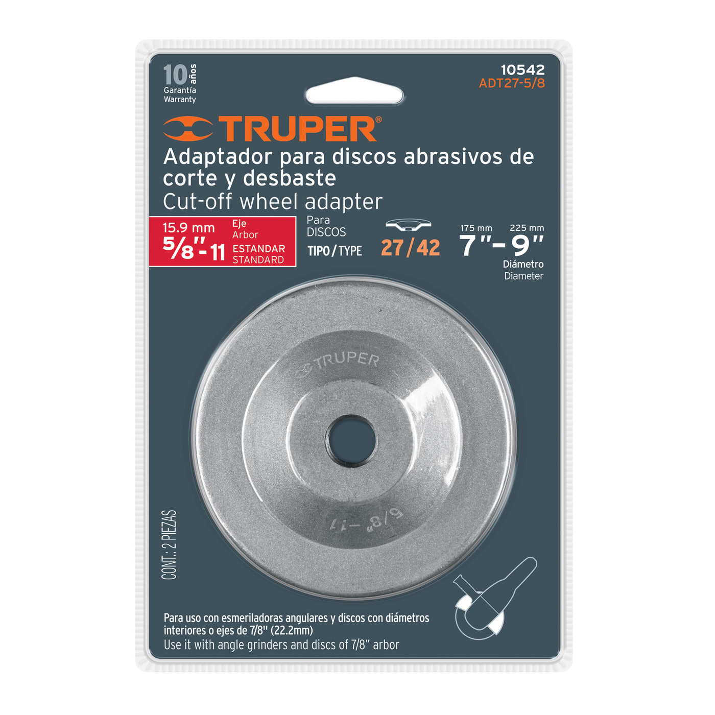Adaptador para discos tipo 42, rosca 5/8-11 NC, de 7-9' - ADT27-5/8 / 10542