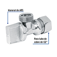Llave angular, 1/2 x 1/2',1/4 de vuelta, con barrilito - ANG-01B / 49111 Llave angular, 1/2 x 1/2',1/4 de vuelta, con barrilito - ANG-01B / 49111