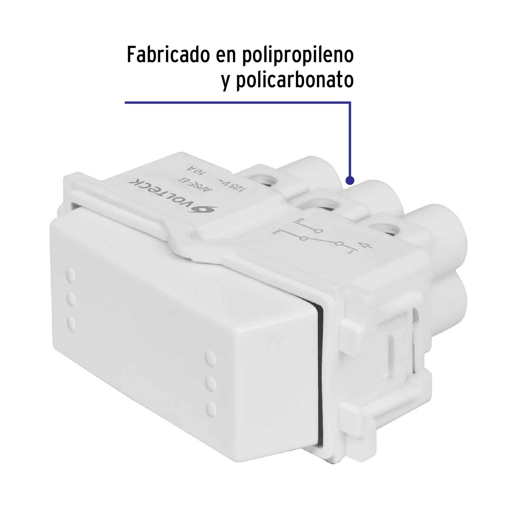 Interruptor de 3 vías, línea Italiana, color blanco - APSE-EIB / 48137