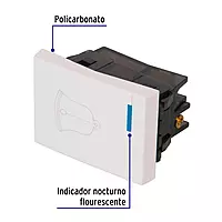 Interruptor para timbre, 1.5 módulos, línea Española, blanco - APTI15-EB / 47053