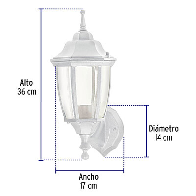 Arbotante tipo farol tradicional soportado p/exterior blanco - 47288 - ARB-100S - Caja con 1 Pieza – Master 8 Arbotante tipo farol tradicional soportado p/exterior blanco - 47288 - ARB-100S - Caja con 1 Pieza – Master 8