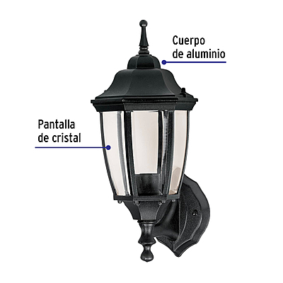 Arbotante tipo farol tradicional soportado p/exterior, negro - 47289 - ARB-101S - Caja con 1 Pieza – Master 8 Arbotante tipo farol tradicional soportado p/exterior, negro - 47289 - ARB-101S - Caja con 1 Pieza – Master 8
