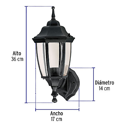 Arbotante tipo farol tradicional soportado p/exterior, negro - 47289 - ARB-101S - Caja con 1 Pieza – Master 8 Arbotante tipo farol tradicional soportado p/exterior, negro - 47289 - ARB-101S - Caja con 1 Pieza – Master 8