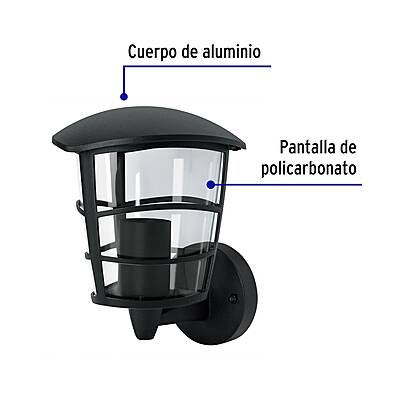 Arbotante tipo farol moderno soportado p/exteriores, negro - 45092 - ARB-105S - Caja con 1 Pieza – Master 12 Arbotante tipo farol moderno soportado p/exteriores, negro - 45092 - ARB-105S - Caja con 1 Pieza – Master 12