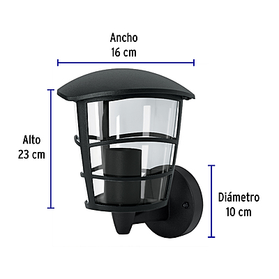 Arbotante tipo farol moderno soportado p/exteriores, negro - 45092 - ARB-105S - Caja con 1 Pieza – Master 12 Arbotante tipo farol moderno soportado p/exteriores, negro - 45092 - ARB-105S - Caja con 1 Pieza – Master 12