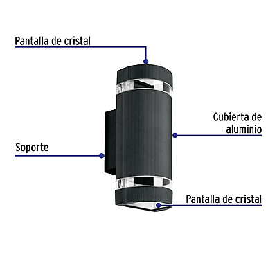 Arbotante exterior con 2 spots, lámparas no incluidas, negro - 45408 - ARB-210S - Caja con 2 Pieza – Master 24