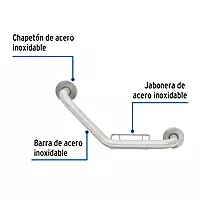 Barra angular con jabonera, acero inox, 1-1/4" x 42cm, FOSET - BARS-40AJ / 46888