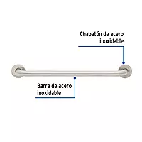 Barra recta de seguridad, acero inox, 1-1/4" x 60cm, FOSET - BARS-60 / 46885