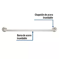 Barra recta de seguridad, acero inox, 1-1/4" x 80cm, FOSET - BARS-80 / 46886