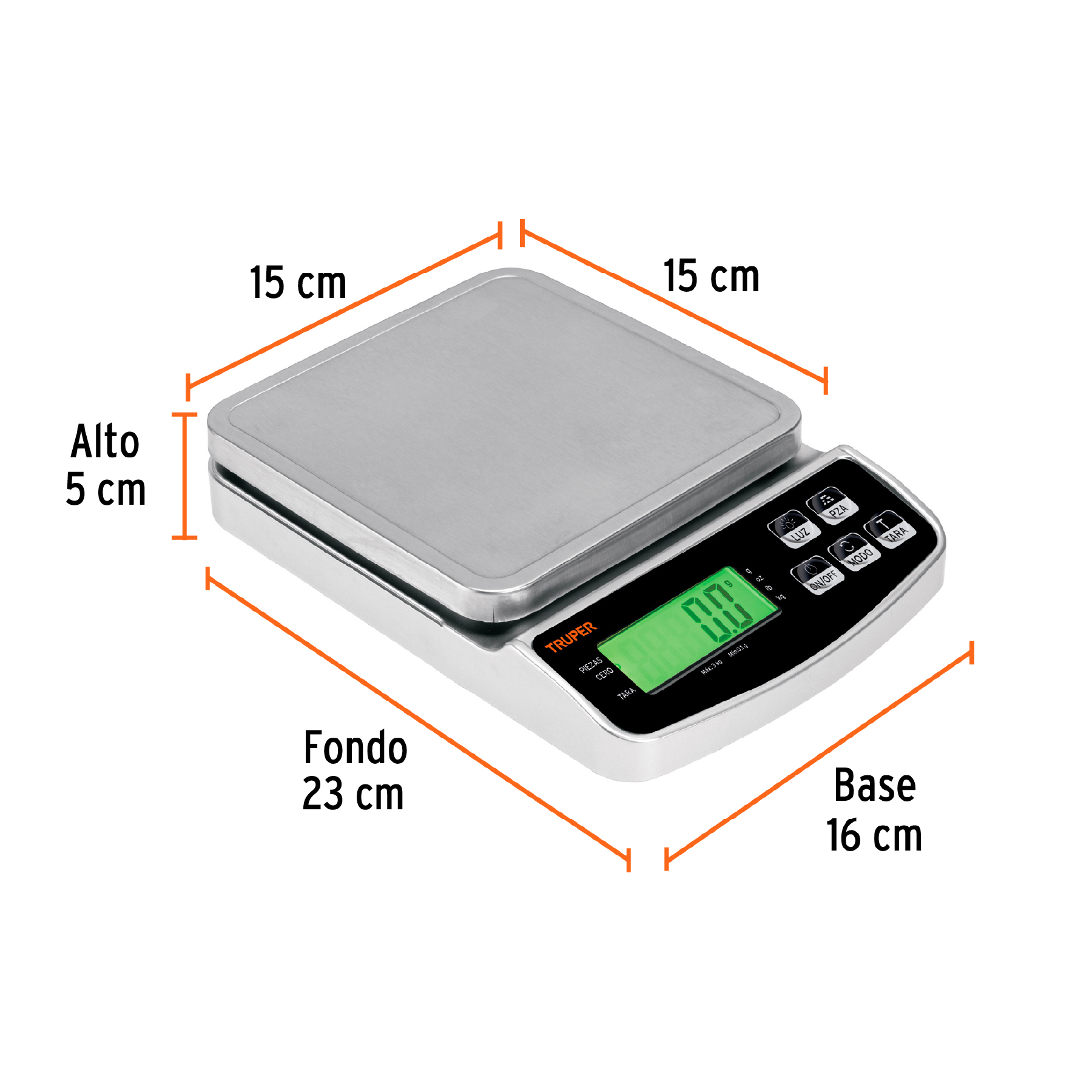 Báscula electrónica de precisión, recargable, 3 kg, Truper-BASE-3 / 102317