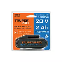 Batería ion litio, 20V, 2 Ah, TRUPER PRO, 103240 - BAT-20A2 Batería ion litio, 20V, 2 Ah, TRUPER PRO, 103240 - BAT-20A2