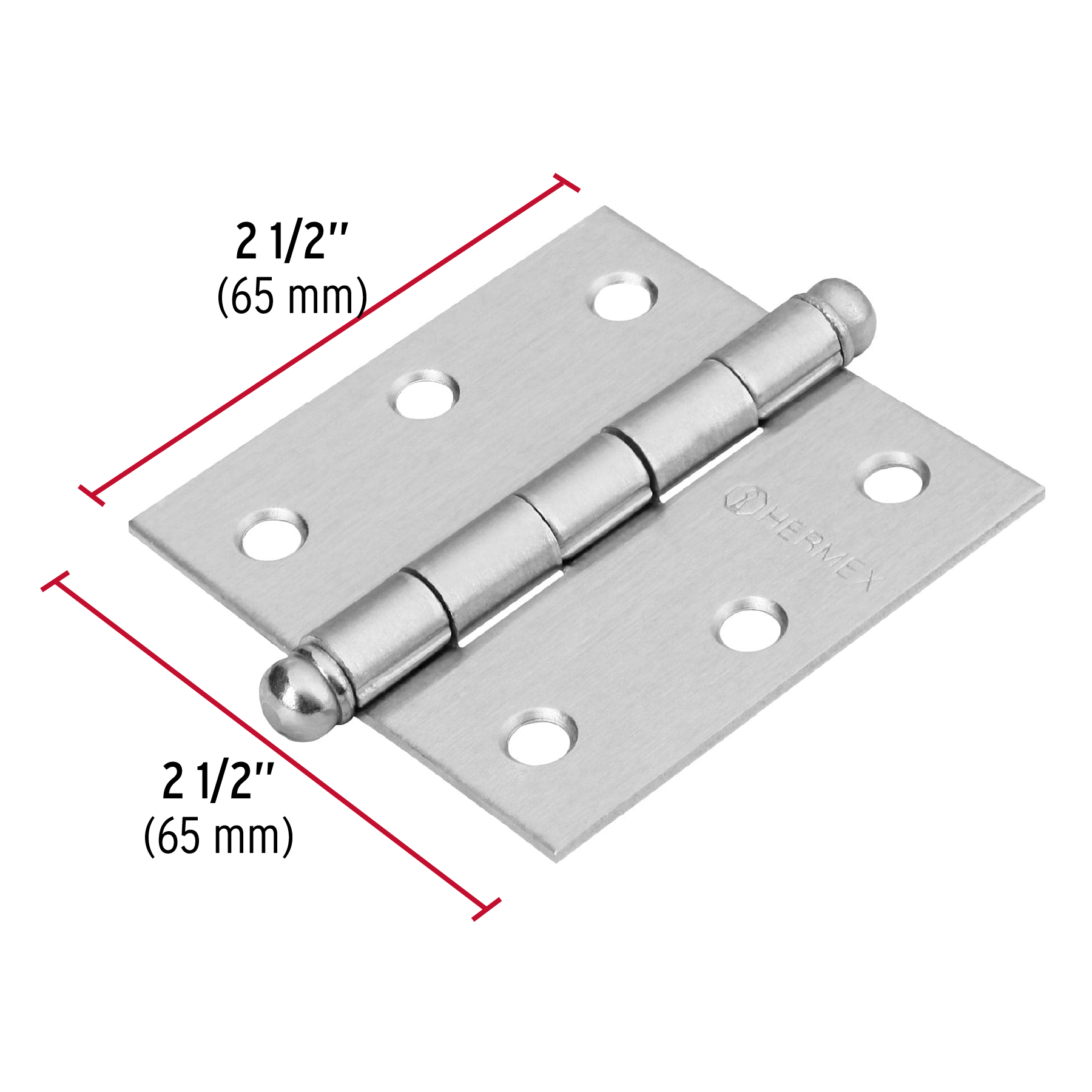 Bisagra cuadrada 2-1/2', acero cromo mate, redonda - BC-253R / 43255