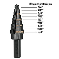 Broca escalonada óxido negro 9 escalones 1/4' a 3/4? - BES-9 / 12123 Broca escalonada óxido negro 9 escalones 1/4' a 3/4? - BES-9 / 12123
