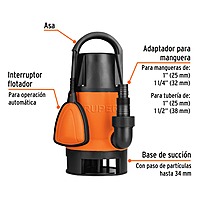 Bomba sumergible plástica para agua sucia 1-1/2 HP - BOS-1-1/2SP / 12604 Bomba sumergible plástica para agua sucia 1-1/2 HP - BOS-1-1/2SP / 12604