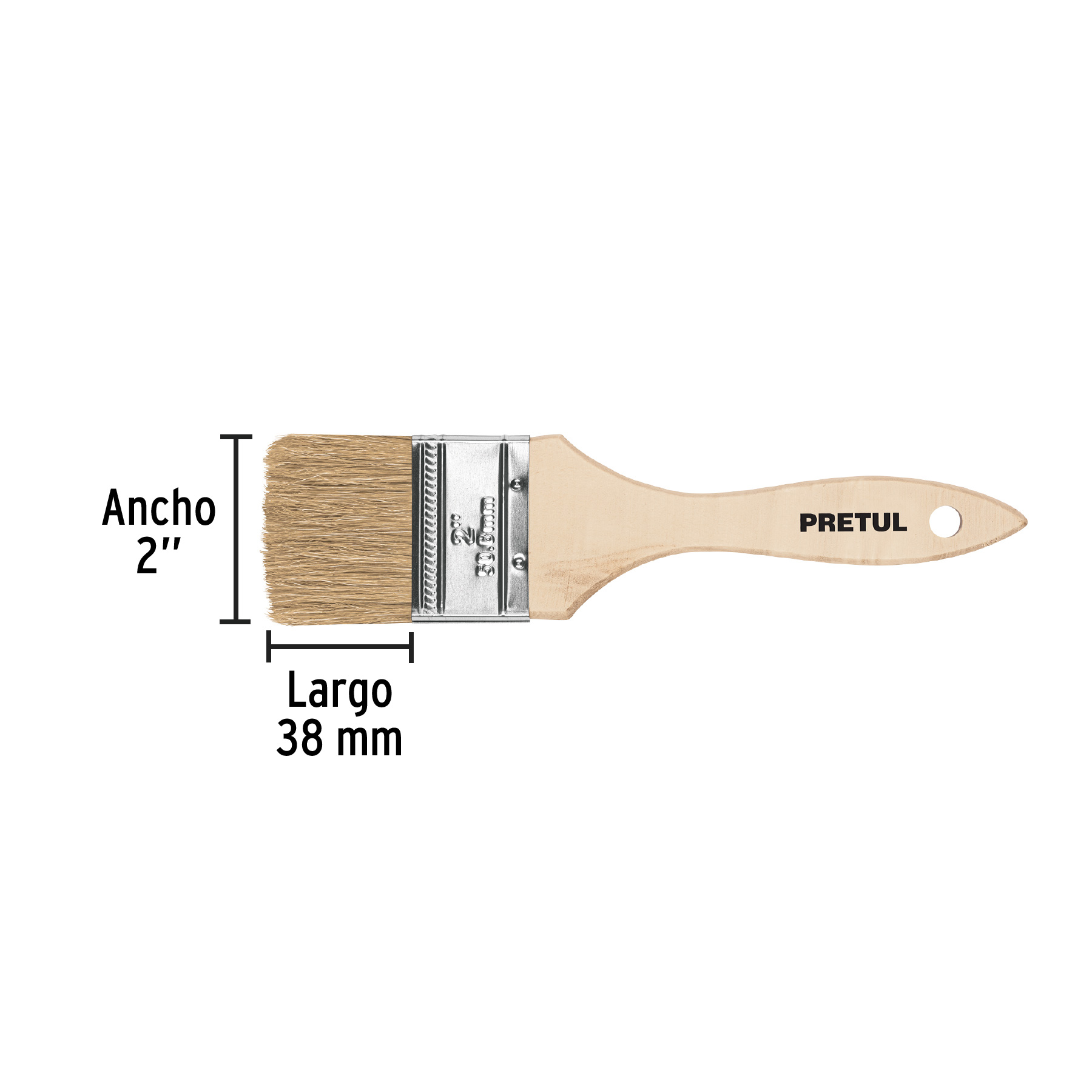 Brocha uso general, mango de madera, 2', Pretul - BRE-2 / 24473