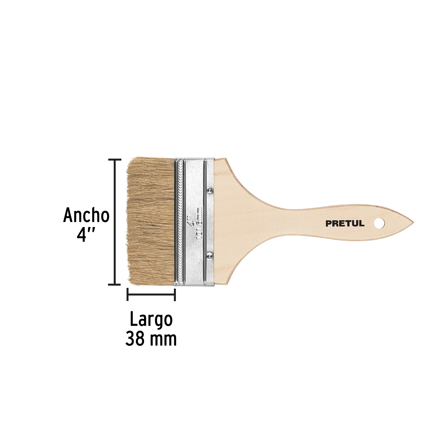 Brocha uso general, mango de madera, 4', Pretul - BRE-4 / 24476