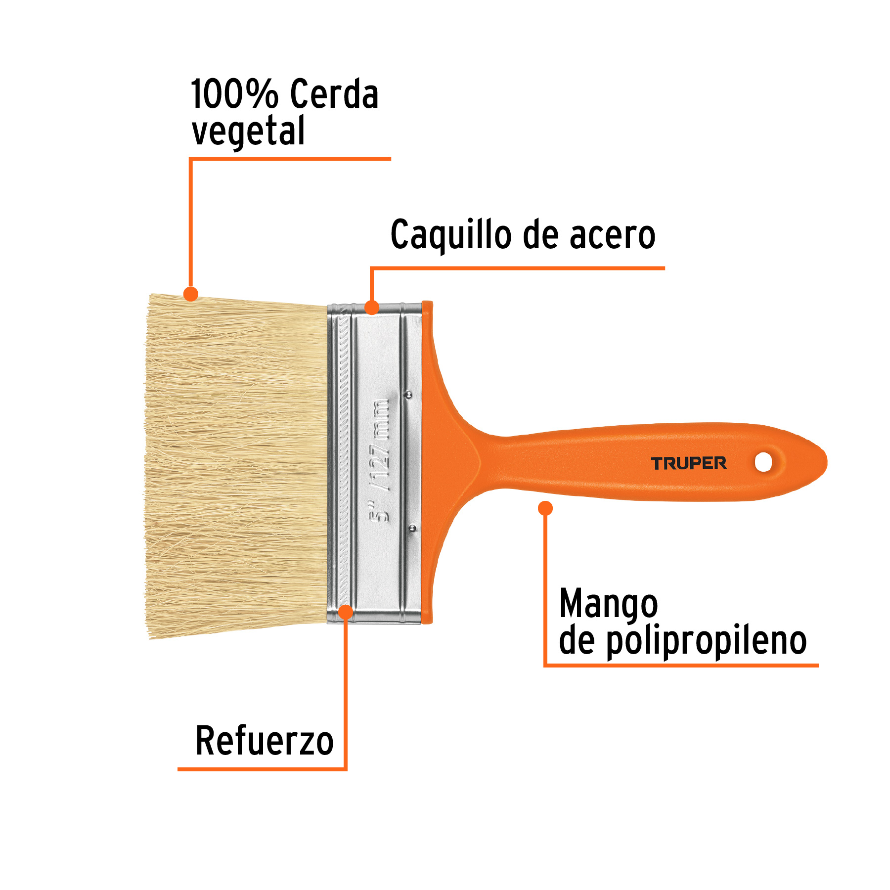 Brocha para encalar e impermeabilizar, mango de plástico, 5' - BREN-5 / 14493