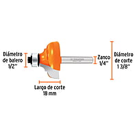 Broca para router, clásica, 1-3/8' con balero - BROU-C1-3/8X / 11482 Broca para router, clásica, 1-3/8' con balero - BROU-C1-3/8X / 11482